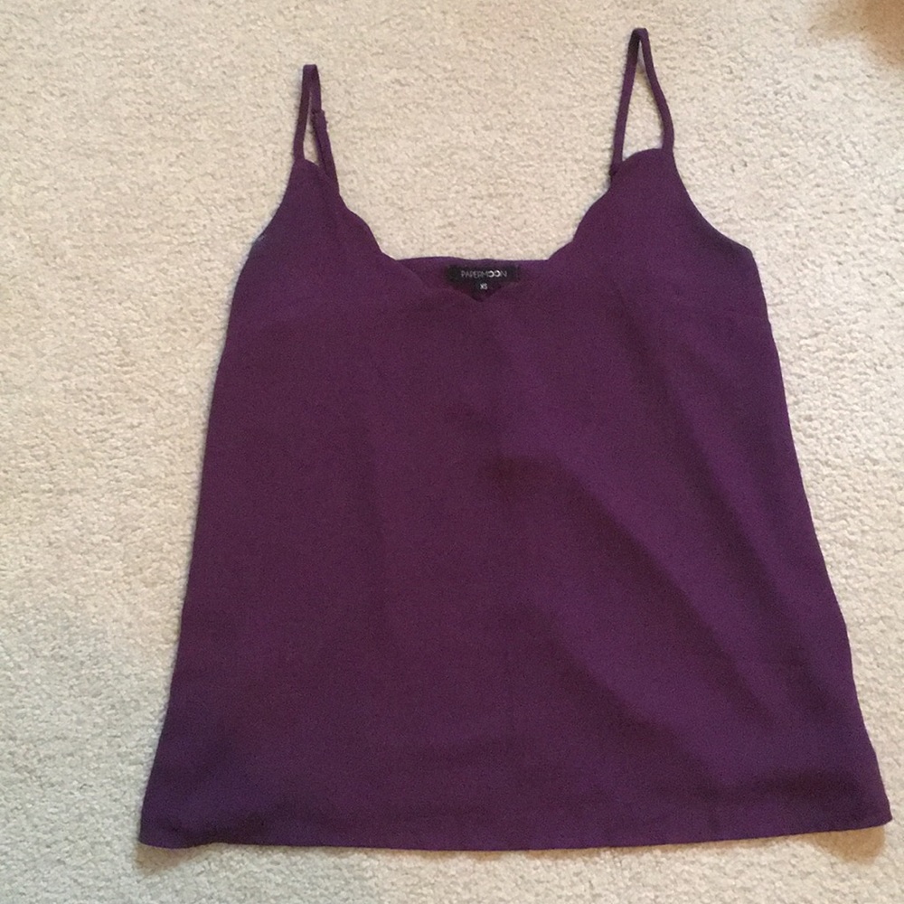 Purple Scalloped Blouse Tank